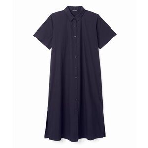 EILEEN FISHER Washed Organic Cotton 'Poplin Classic Collar Shirtdress' in Ink